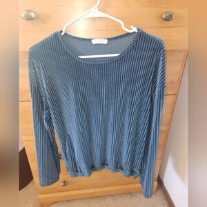 Carolina Belle Montreal Crushed Velvet Blue Top